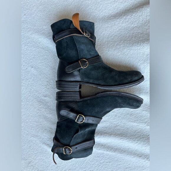 FIORENTINI + BAKER Suede Boots size 41, US 11 Biker leather riding strap Italy - Picture 10 of 15